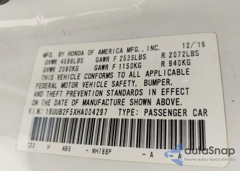 2017 Acura Tlx Technology Package from USA, damaged, VIN 19UUB2F5XHA004297